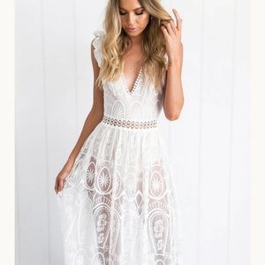 A beautiful white lace dress